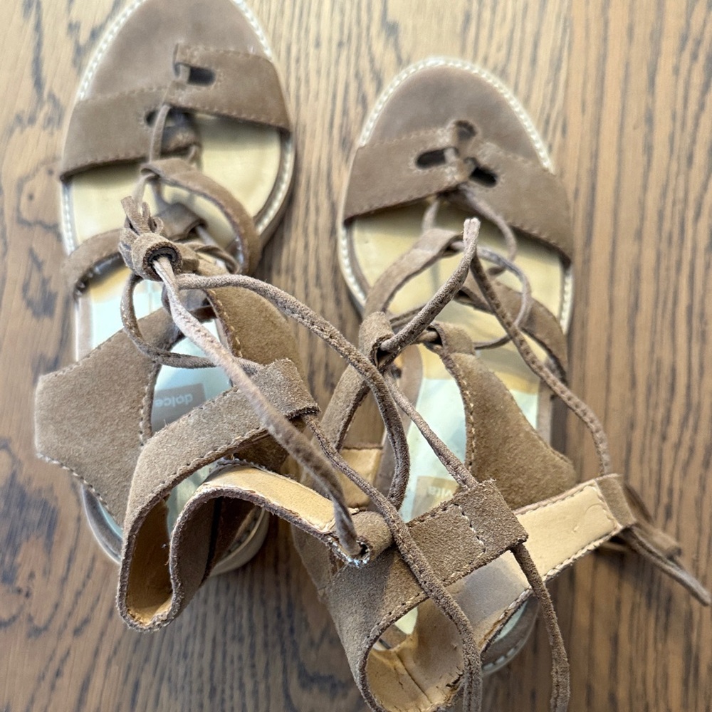 Dolce Vita Tan Suede Lace-Up Sandals